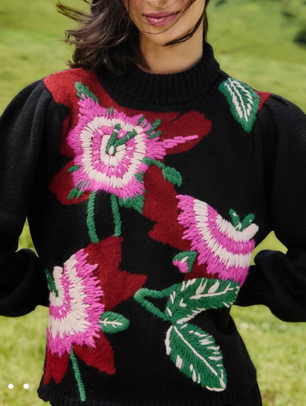🌸🩷FARM Rio Black Knit Sweater - Picture 2 of 9